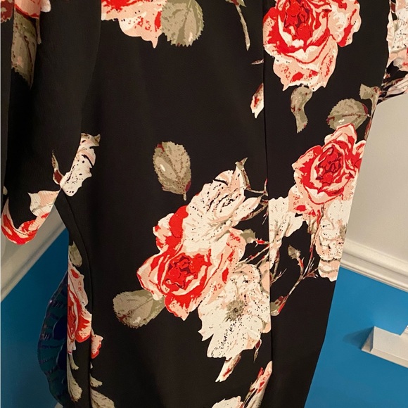 Plus Fitted Floral Dusty Rose Dress - Picture 7 of 13